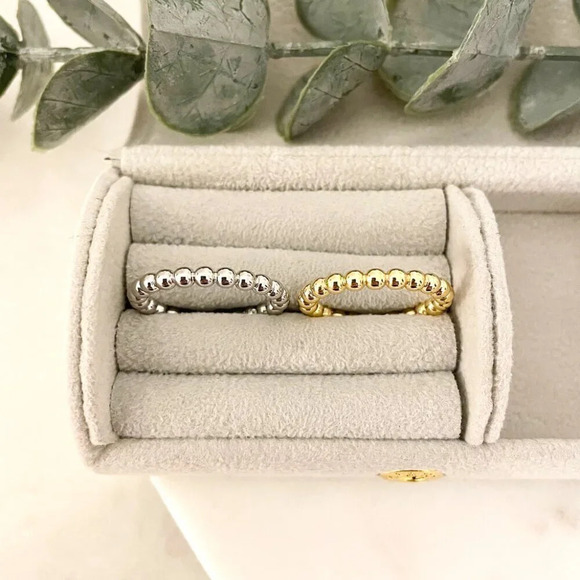 925 Sterling Silver Dainty Bead Ring Minimalist Ring Stackable Ring Band - Picture 2 of 7